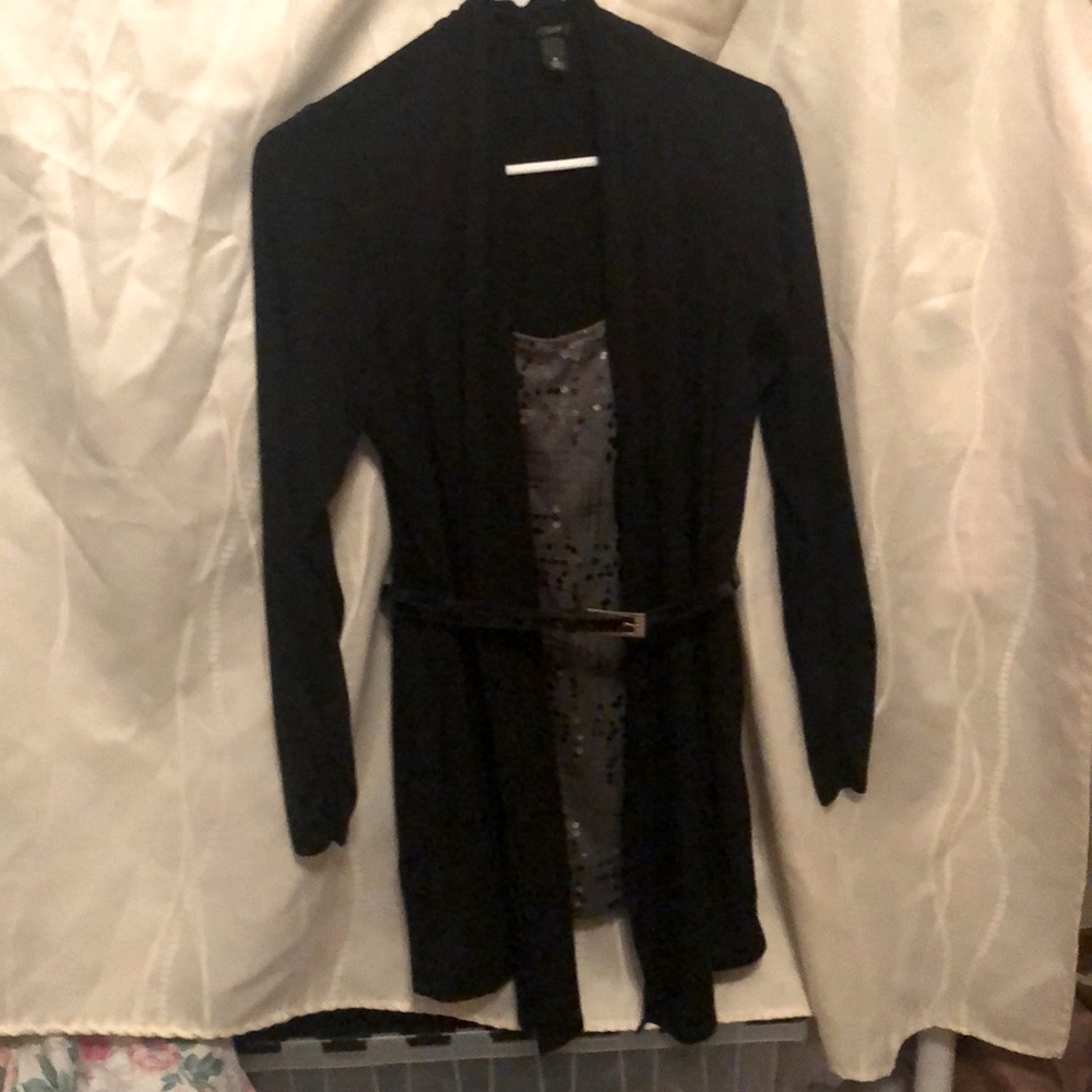 AGB Grey Top With Attached Black Cardigan